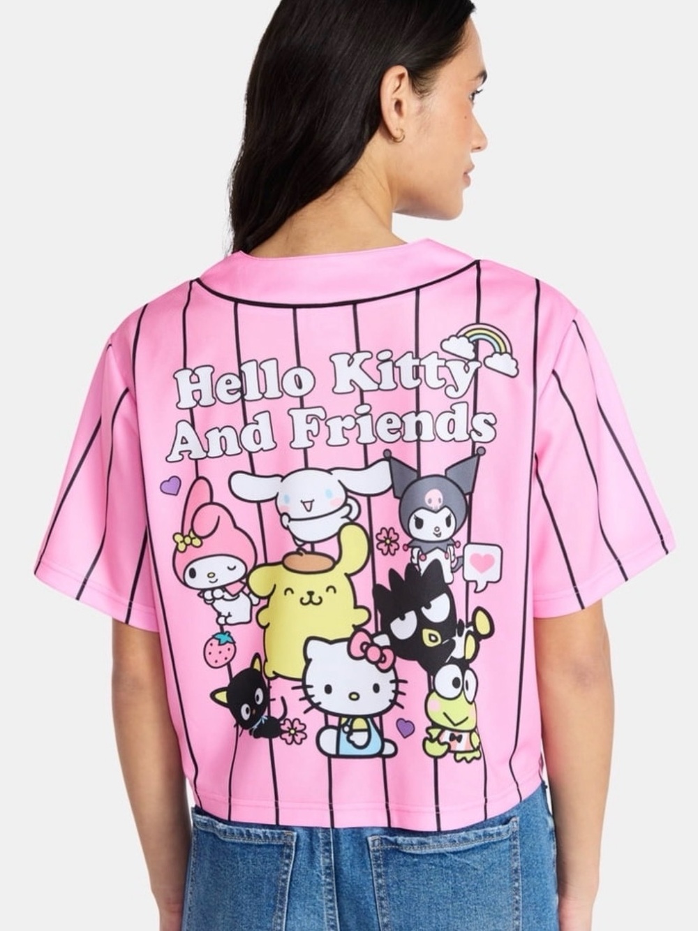 Hello Kitty Sanrio Pink Pinstripe Hello Kitty & Friends Jersey Size XL NWT - Picture 4 of 6